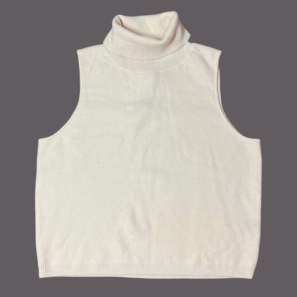 J Crew Cashmere Mockneck Sweater Shell Womens M Ivory Sleeveless Luxury‎ BS973 - Picture 2 of 11